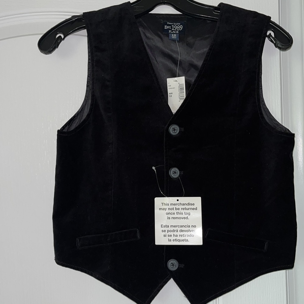 NEW CHILDREN’S PLACE BOYS VELVET BLK VEST SZ 12. - Picture 3 of 4